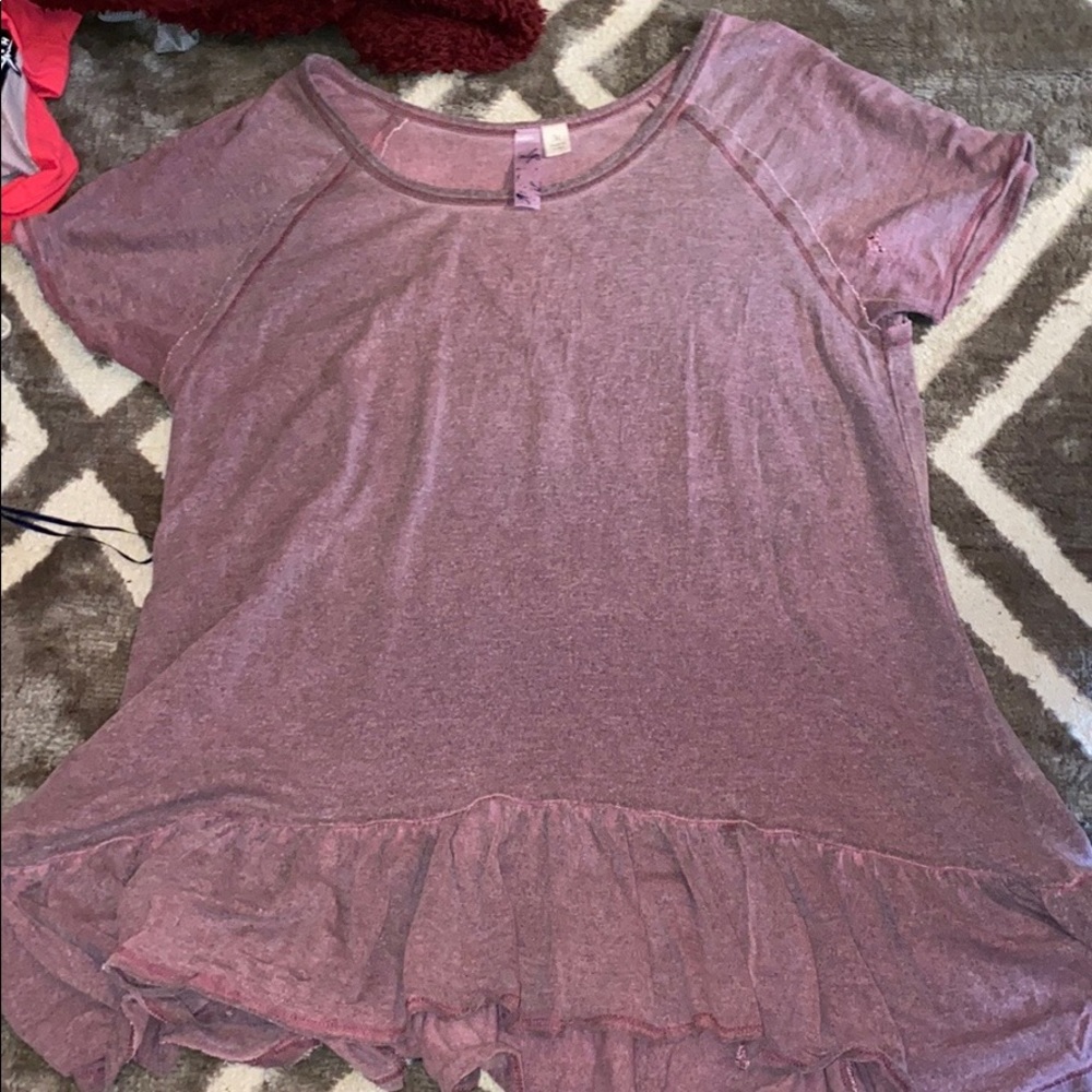 distressed magenta t